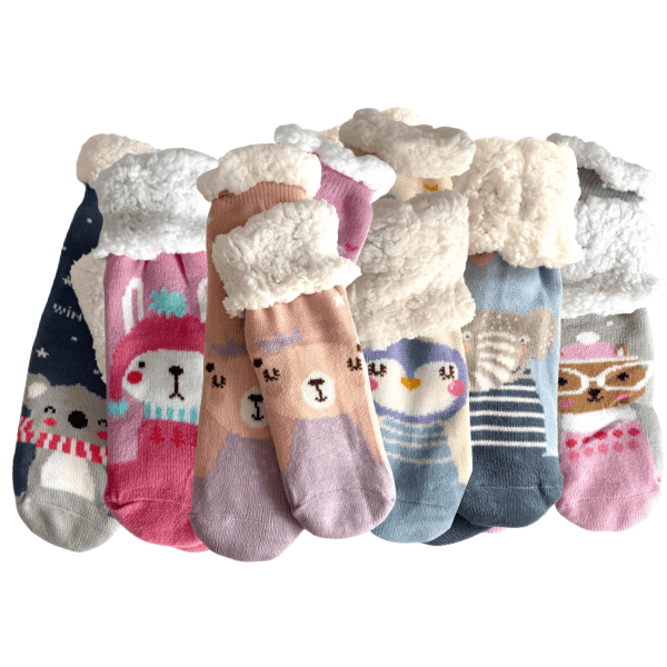 Meias Quentes Antiderrapantes Bonecos