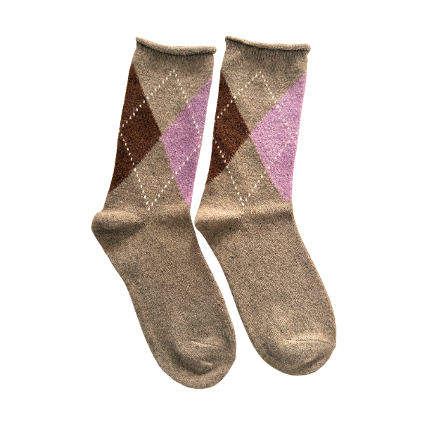 Meias de Lã Sem Punho Losangos Senhora