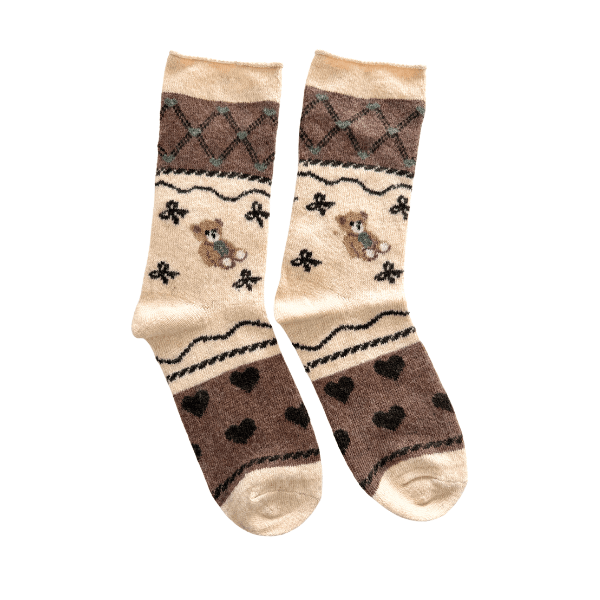 Meias de Lã Sem Punho Ursinhos