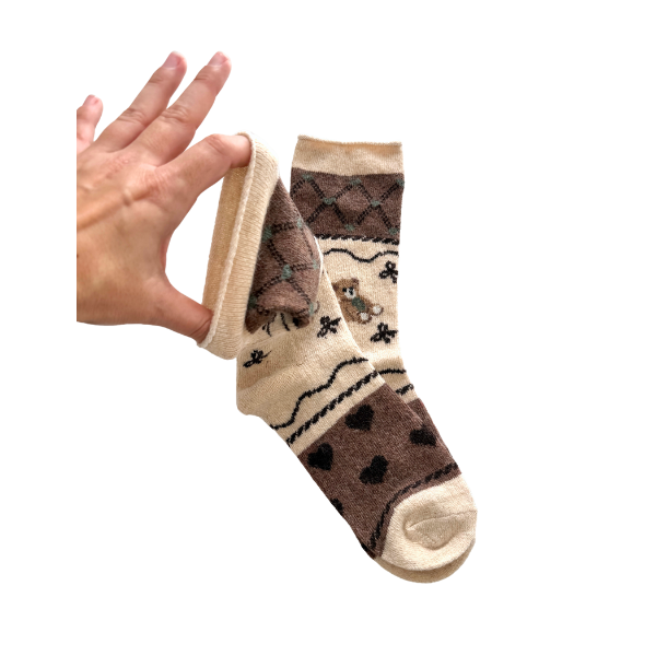 Meias de Lã Sem Punho Ursinhos