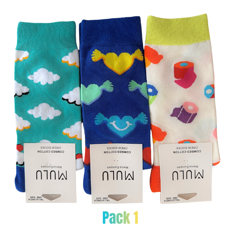 Meias de Algodão Com Padrões Divertidos