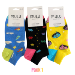 Meias Curtas de Algodão com Padrões Divertidos