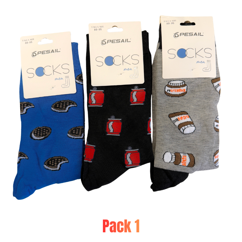 Meias de Algodão com Padrão de Comida