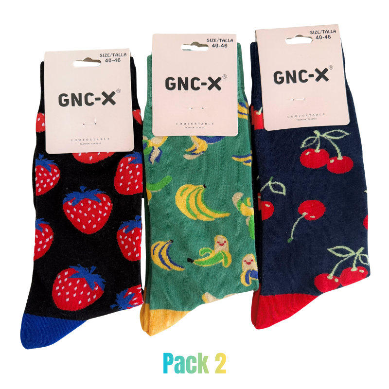 Meias de Algodão com Padrões de Fruta