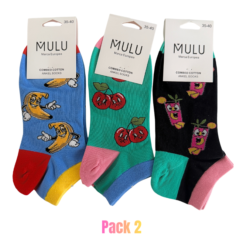 Meias Curtas de Algodão com Padrões Divertidos