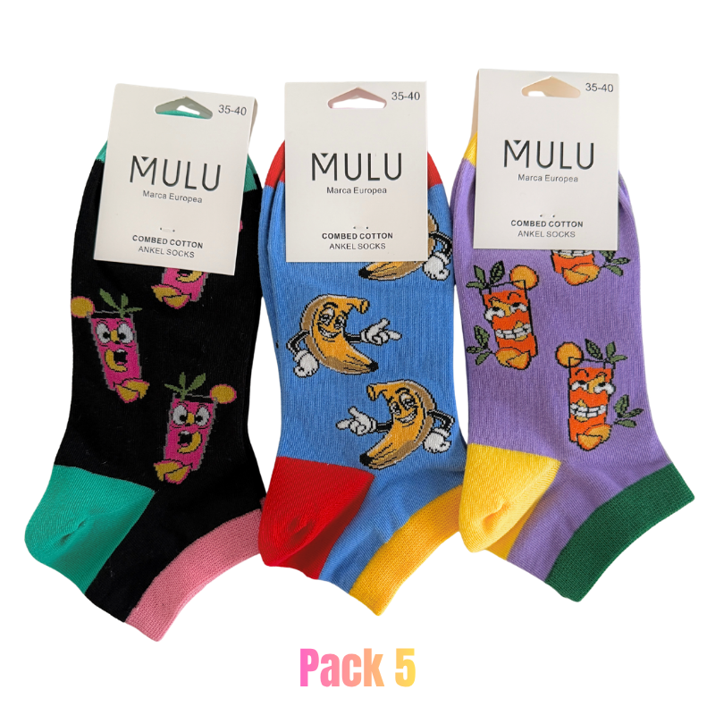 Meias Curtas de Algodão com Padrões Divertidos